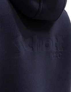 Sweatshirt zippé bleu marine à capuche en Triplux - MARINE