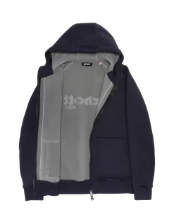 Sweatshirt zippé bleu marine à capuche en Triplux - MARINE