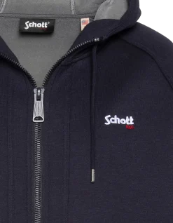 Sweatshirt zippé bleu marine à capuche en Triplux - MARINE