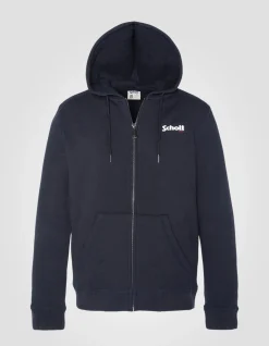 Sweatshirt zippé bleu marine à capuche - MARINE