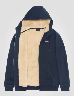 Sweatshirt zippé bleu marine à capuche - MARINE