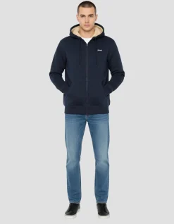 Sweatshirt zippé bleu marine à capuche - MARINE