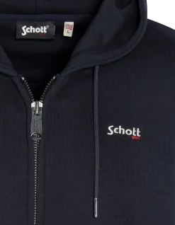 Sweatshirt zippé bleu marine à capuche en molleton épais - MARINE