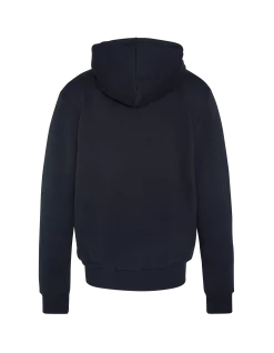 Sweatshirt zippé bleu marine à capuche en molleton épais - MARINE