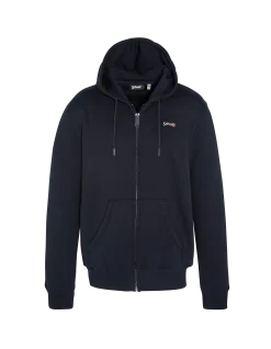 Sweatshirt zippé bleu marine à capuche en molleton épais, grande taille - MARINE