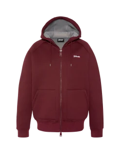 Sweatshirt zippé bordeaux à capuche en Triplux - BORDEAUX