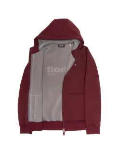 Sweatshirt zippé bordeaux à capuche en Triplux - BORDEAUX