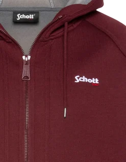 Sweatshirt zippé bordeaux à capuche en Triplux - BORDEAUX