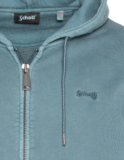Sweatshirt zippé à capuche bleu minéral, effet délavé - BLEU MINÉRAL