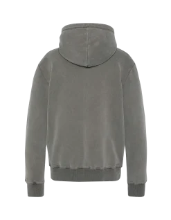 Sweatshirt zippé à capuche charbon, effet délavé - CHARBON