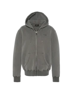 Sweatshirt zippé à capuche charbon, effet délavé - CHARBON