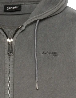 Sweatshirt zippé à capuche charbon, effet délavé - CHARBON