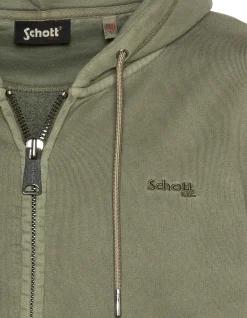 Sweatshirt zippé à capuche kaki, effet délavé - KAKI