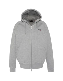 Sweatshirt zippé gris chiné à capuche en Triplux - GRIS CHINÉ