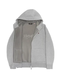 Sweatshirt zippé gris chiné à capuche en Triplux - GRIS CHINÉ