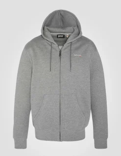 Sweatshirt zippé gris chiné à capuche en molleton épais, grande taille - GRIS CHINÉ