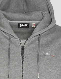 Sweatshirt zippé gris chiné à capuche en molleton épais, grande taille - GRIS CHINÉ
