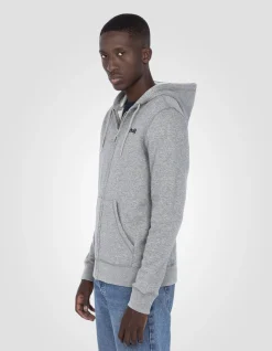 Sweatshirt zippé gris chiné à capuche - GRIS CHINÉ