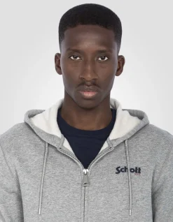 Sweatshirt zippé gris chiné à capuche - GRIS CHINÉ