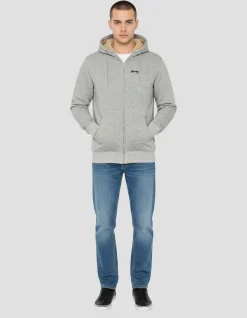 Sweatshirt zippé gris chiné à capuche - GRIS CHINÉ