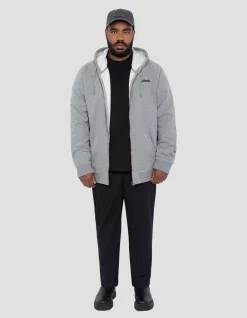 Sweatshirt zippé gris chiné à capuche, grande taille - GRIS CHINÉ