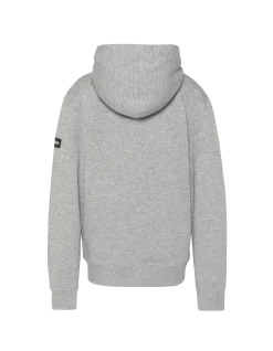 Sweatshirt zippé gris chiné à capuche badgé enfant - GRIS CHINÉ