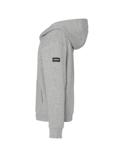Sweatshirt zippé gris chiné à capuche badgé enfant - GRIS CHINÉ