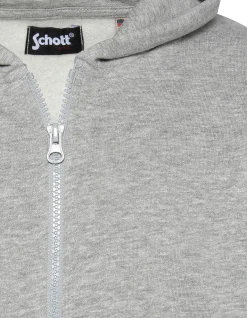 Sweatshirt zippé gris chiné à capuche badgé enfant - GRIS CHINÉ