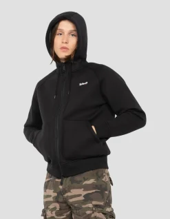 Sweatshirt zippé noir à capuche en Triplux - NOIR