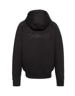 Sweatshirt zippé noir à capuche en Triplux - NOIR