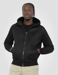 Sweatshirt zippé noir à capuche - NOIR