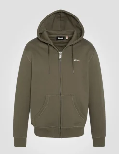 Sweatshirt zippé sage kaki à capuche en molleton épais - SAGE KAKI