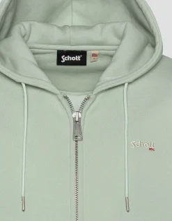 Sweatshirt zippé sage pastel à capuche en molleton épais - SAGE PASTEL