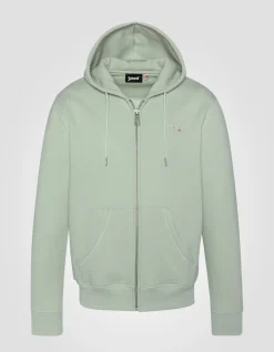 Sweatshirt zippé sage pastel à capuche en molleton épais - SAGE PASTEL