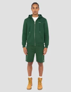 Sweatshirt zippé vert à capuche en molleton épais - VERT