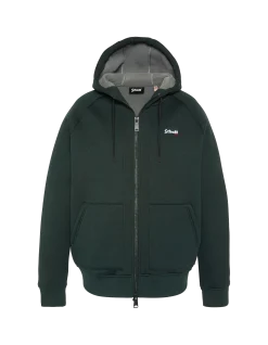 Sweatshirt zippé vert foncé à capuche en Triplux - VERT FONCÉ