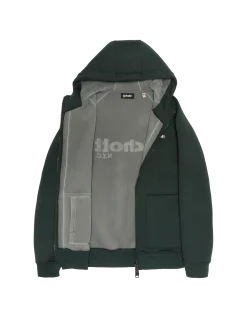 Sweatshirt zippé vert foncé à capuche en Triplux - VERT FONCÉ