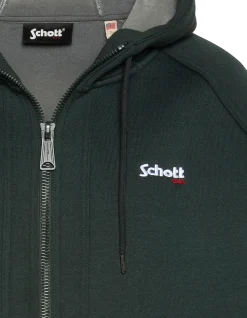 Sweatshirt zippé vert foncé à capuche en Triplux - VERT FONCÉ