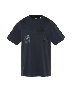 T-shirt army badgé bleu marine, effet vintage - MARINE