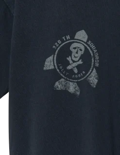 T-shirt army badgé bleu marine, effet vintage - MARINE