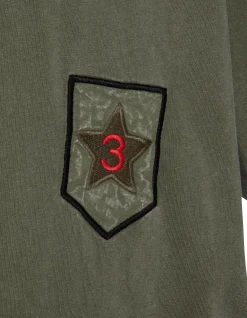 T-shirt army badgé kaki, effet vintage - KAKI