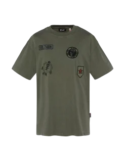 T-shirt army badgé kaki, effet vintage - KAKI