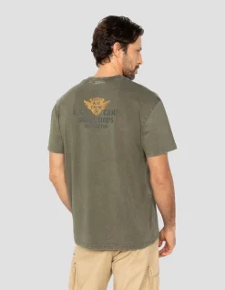 T-shirt army imprimé kaki, effet vintage - KAKI
