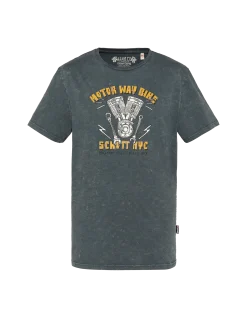 T-shirt biker anthracite, effet flammé - ANTHRACITE