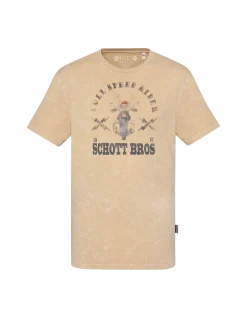 T-shirt biker beige, effet flammé - BEIGE