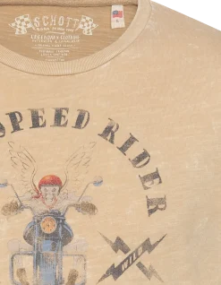 T-shirt biker beige, effet flammé - BEIGE