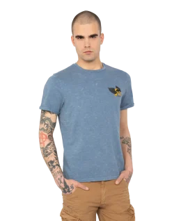T-shirt biker bleu - BLEU