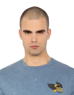 T-shirt biker bleu - BLEU