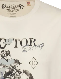 T-shirt biker cartoon blanc - BLANC CASSÉ