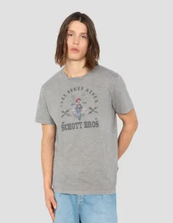 T-shirt biker gris, effet flammé - GRIS